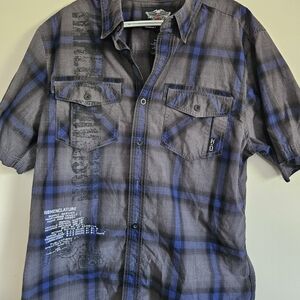 Harley-Davidson Black and Blue Casual Shirt